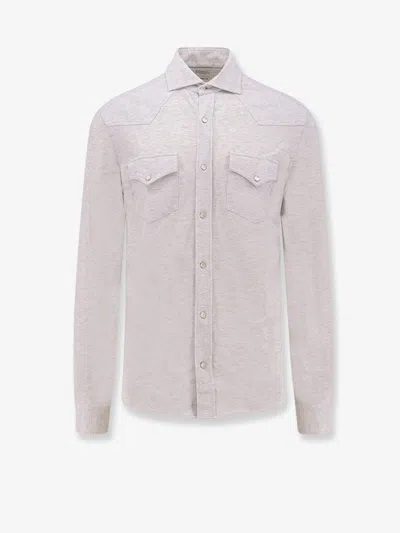 Brunello Cucinelli Men Cotton Leisure Fit Shirt In Neutral