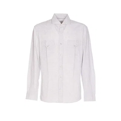 Brunello Cucinelli Men Cotton Piquet Shirt In White