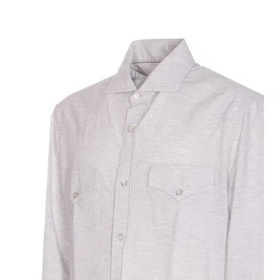 Brunello Cucinelli Men Cotton Piquet Shirt In White