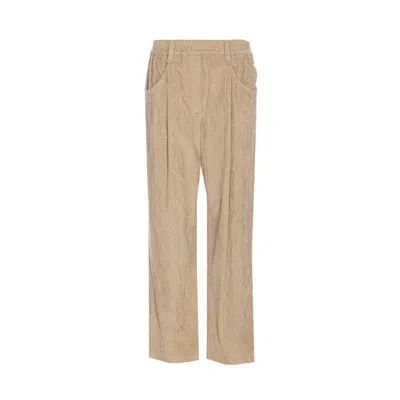 Brunello Cucinelli Women Corduroy Baggy Trousers In Brown