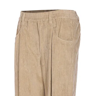 Brunello Cucinelli Women Corduroy Baggy Trousers In Brown