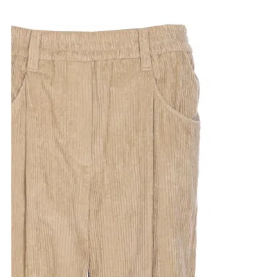Brunello Cucinelli Women Corduroy Baggy Trousers In Brown