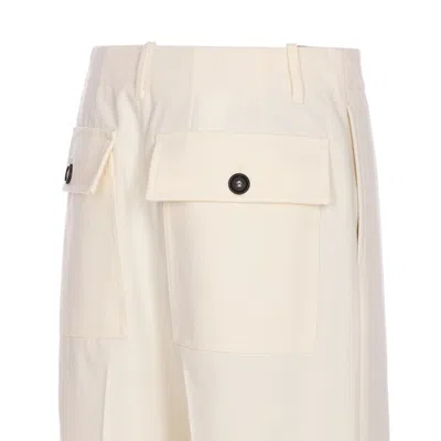 Brunello Cucinelli Cotton Blend Pleated Cropped Trousers Clothing In White