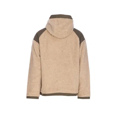 Canada Goose Hooded Shearling Effect Jacket With Contrast Panels In Brown