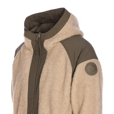 Canada Goose Hooded Shearling Effect Jacket With Contrast Panels In Brown