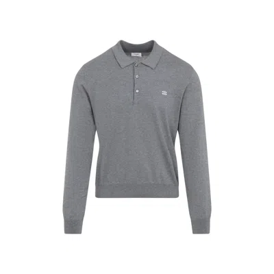 Celine Collared Sweater With Ribbed Cuffs In Gray