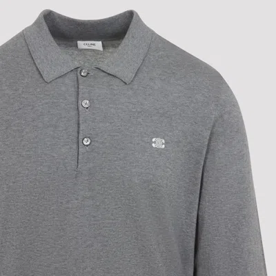Celine Collared Sweater With Ribbed Cuffs In Gray