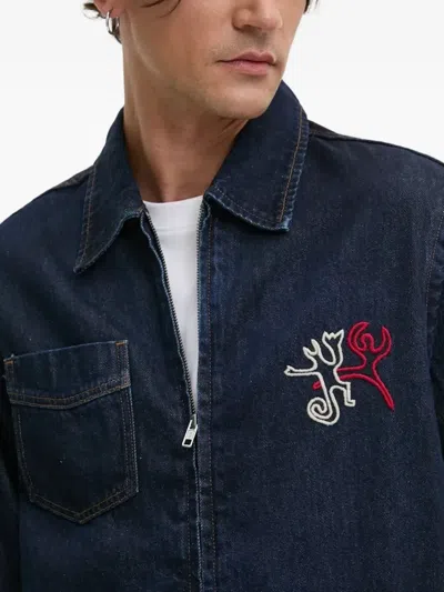 Desigual Logo-embroidered Denim Jacket In Blue