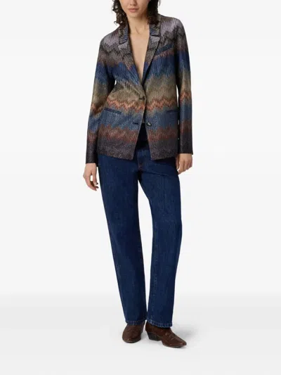 Missoni Einreiher-blazer Mit Schlangenmuster Und Lamé-fäden In Multi