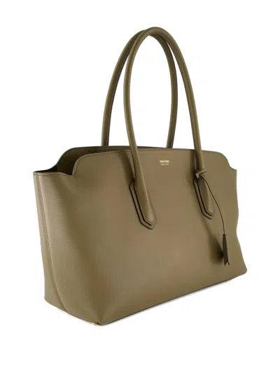 Tom Ford Leather Shoulder Bag In Green