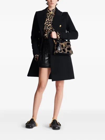 Balmain B-buzz Dynasty Bag In Embroidered Velvet In Black