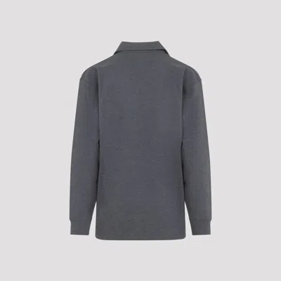 Bottega Veneta Mens Dark Grey Melange Melange Long-sleeve Cotton Polo Top Xl In Gray
