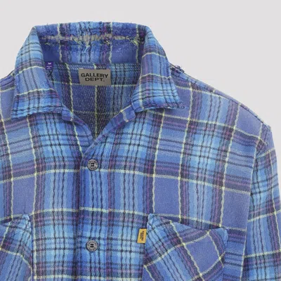 Gallery Dept. Mens Blue Multi Marley Flannel Checked Cotton Shirt In Blue