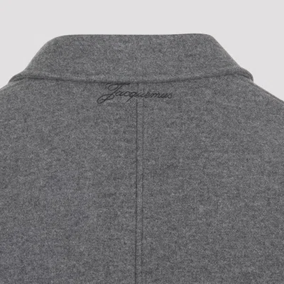 Jacquemus Mens Grey Feltro Pointed-collar Wool Bomber Jacket In Gray