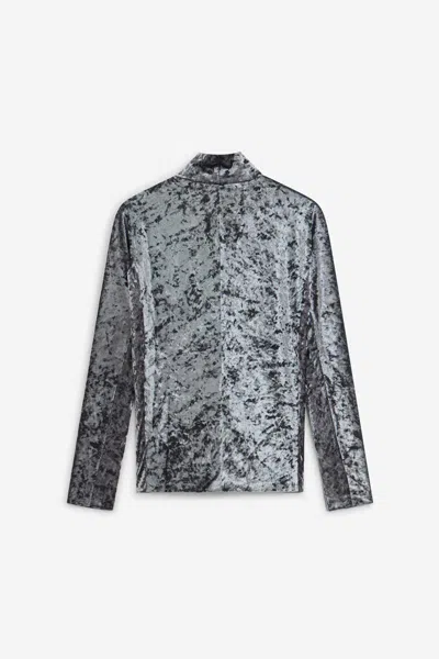 Forte Forte Stretchy Rollneck In Shimmering Velvet In Gray