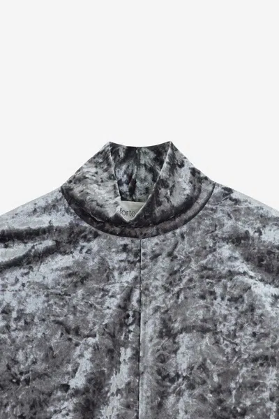 Forte Forte Stretchy Rollneck In Shimmering Velvet In Gray