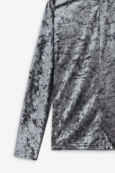 Forte Forte Stretchy Rollneck In Shimmering Velvet In Gray