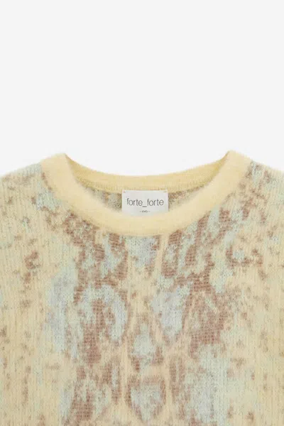 Forte Forte Snakeskin-pattern Crew-neck Sweater In Yellow