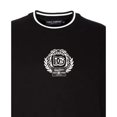 Dolce & Gabbana Crewneck Sweatshirt With Ribbed Cuffs And Hem In Black