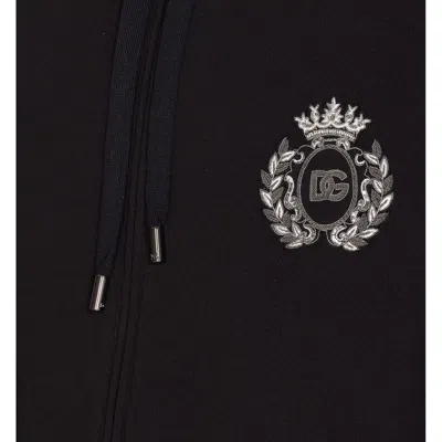 Dolce & Gabbana Hooded Sweater With Pockets And Ribbed Details In Black
