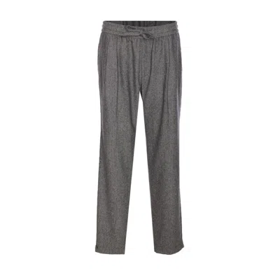 Dolce & Gabbana Trousers Tailored Herringbone Pattern In Gray