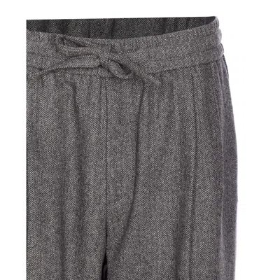 Dolce & Gabbana Trousers Tailored Herringbone Pattern In Gray