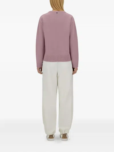 Herno Crew Neck Long Sleeve Sweater In Pink