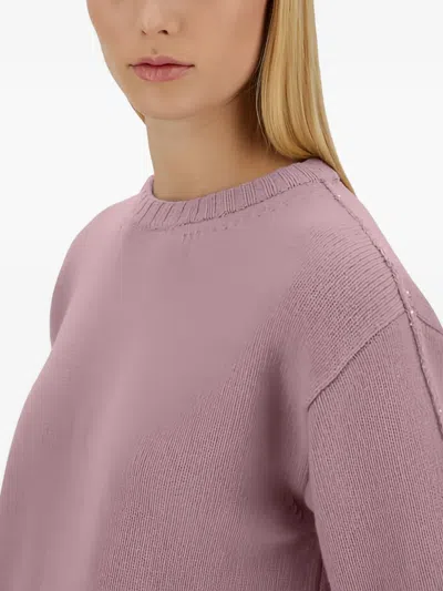 Herno Crew Neck Long Sleeve Sweater In Pink