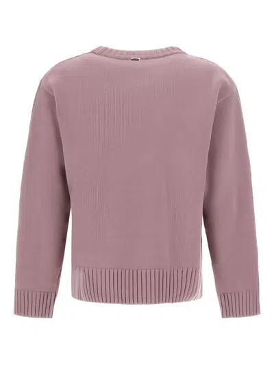 Herno Crew Neck Long Sleeve Sweater In Pink