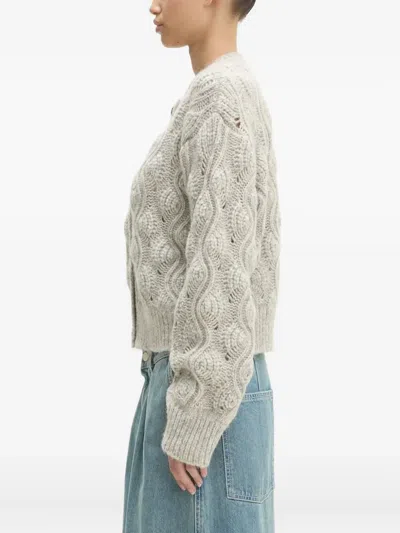Samsoe & Samsoe Cable-knit Button Cardigan In Gray