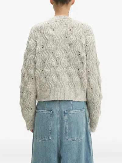 Samsoe & Samsoe Cable-knit Button Cardigan In Gray