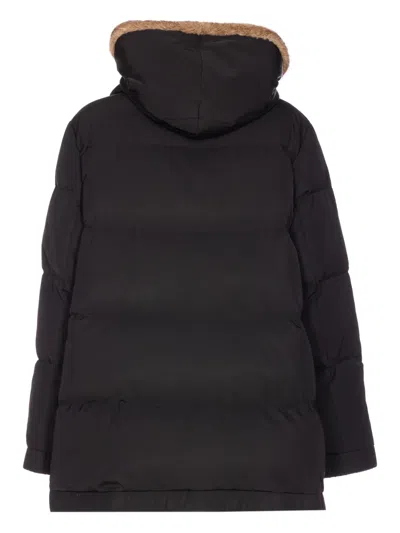 Lou Andrea Black Down Jacket Frontal Zip Closure In Black