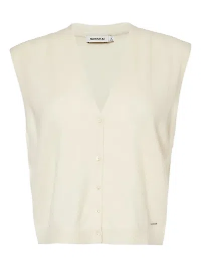 Simkhai Button-front Cashmere Vest In Neutral