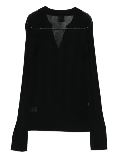 Alysi Ribbed V-neck Sweater In Black