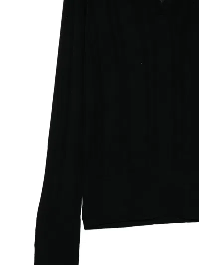 Alysi Ribbed V-neck Sweater In Black