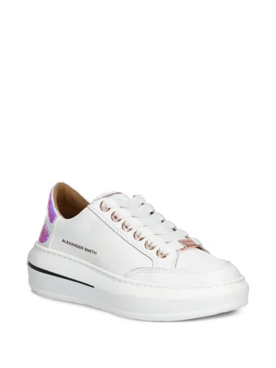 Alexander Smith Iridescent-panel Platform Sneakers In White
