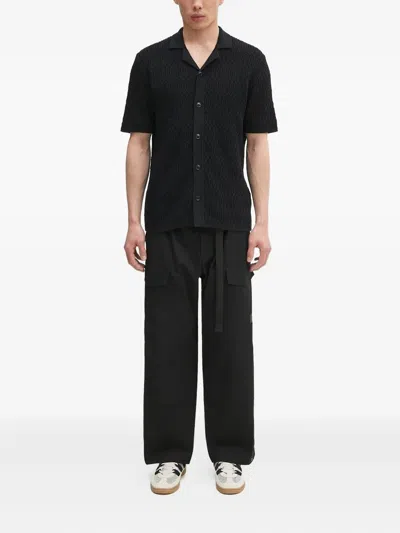 Samsoe & Samsoe Textured Short-sleeve Shirt In Black