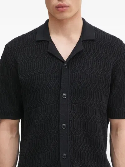 Samsoe & Samsoe Textured Short-sleeve Shirt In Black