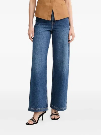 高腰阔腿牛仔裤