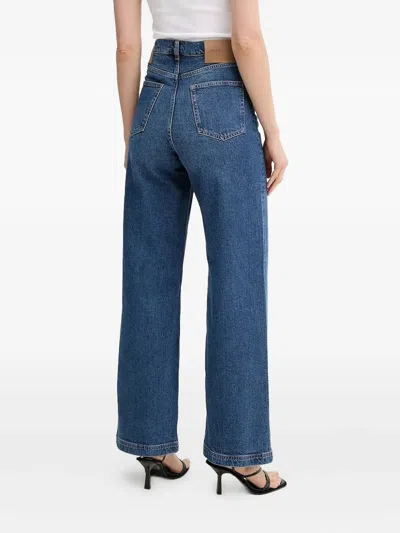 高腰阔腿牛仔裤