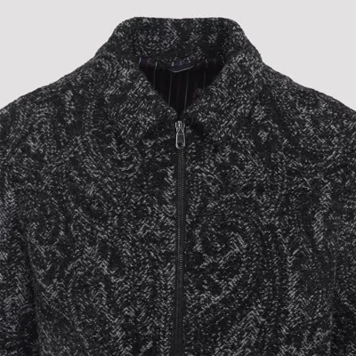 Etro Paisley Pattern Wool Blend Jacket With Tailored Fit In Gray