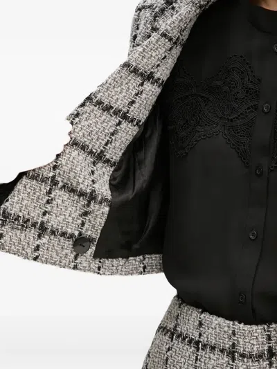 Bruuns Bazaar Checked Cropped Blazer In Gray