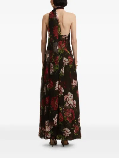 Oscar De La Renta Floral-print One-shoulder Maxi Gown In Multi