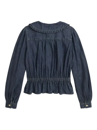 荷叶边领牛仔罩衫