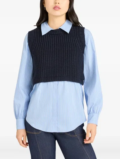 Cinq À Sept Cinq A Sept Mara Shaker Pullover Sweater In Blue