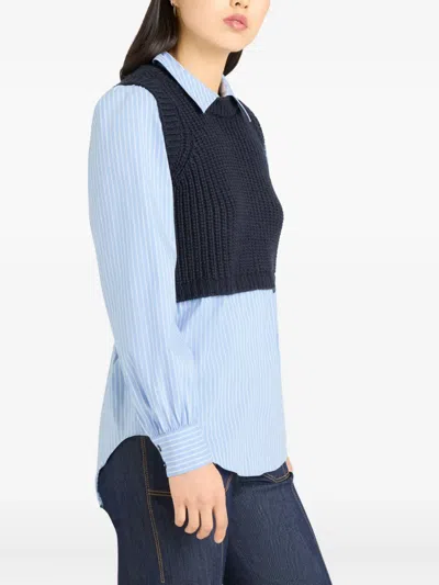 Cinq À Sept Cinq A Sept Mara Shaker Pullover Sweater In Blue