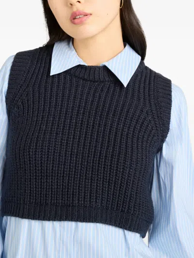 Cinq À Sept Cinq A Sept Mara Shaker Pullover Sweater In Blue