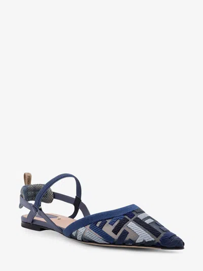 Fendi Colibri Lite Slingback Ballet Flats In Blue