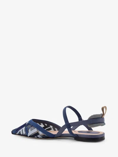 Fendi Colibri Lite Slingback Ballet Flats In Blue