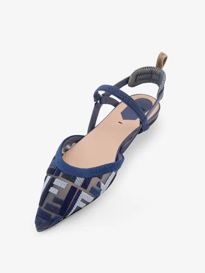 Fendi Colibri Lite Slingback Ballet Flats In Blue